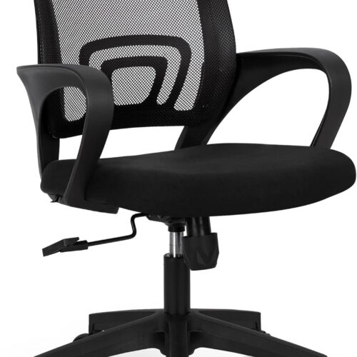 NEO CHAIR Office Desk Computer Chair Ergonomic Mesh Gaming Mid Back Seat with Comfy Lumbar Support Adjustable Height Swivel for Home Task (Black)